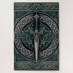 Celtic Green en Zilver Zwaard Legpuzzel
