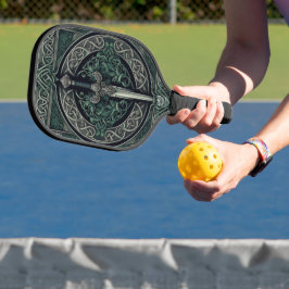 Celtic Green en Zilver Zwaard Pickleball Paddle