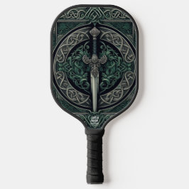 Celtic Green en Zilver Zwaard Pickleball Paddle
