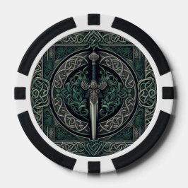 Celtic Green en Zilver Zwaard Poker Chips