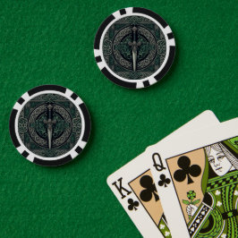 Celtic Green en Zilver Zwaard Poker Chips
