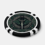 Celtic Green en Zilver Zwaard Poker Chips (Enkel)