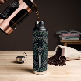 Celtic Green en Zilver Zwaard Waterfles