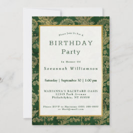 Celtic Green Gold Paisley Floral Birthday Kaart
