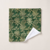 Celtic Green Gold Paisley Floral Pattern Bad Handdoek (Wasdoekje)