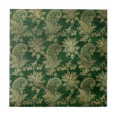 Celtic Green Gold Paisley Floral Pattern Tegeltje (Voorkant)