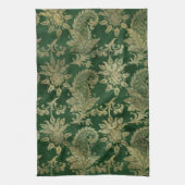Celtic Green Gold Paisley Floral Pattern Theedoek (Verticaal)