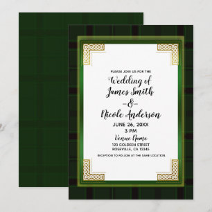 Celtic Green Gold Pset Tartan White Irish Weddensc Kaart