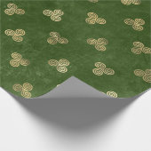 Celtic Green Gold Triple Spiral Cadeaupapier (Hoek)
