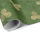 Celtic Green Gold Triple Spiral Cadeaupapier (Rol Hoek)