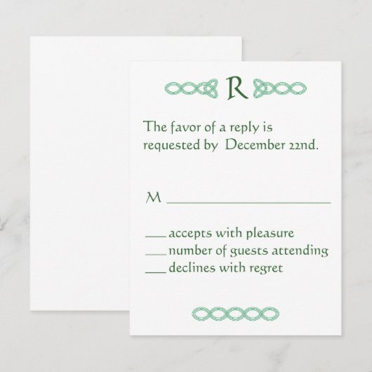 Celtic Green RSVP-kaart RSVP Kaartje (Voorkant / Achterkant)