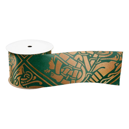 Celtic Green Tribal Art Satijnen Lint (Spoel)