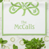 Celtic Green Watercolor Shamrock NAME Theedoek (Gevouwen)