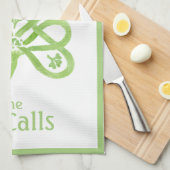 Celtic Green Watercolor Shamrock NAME Theedoek (Quarter Fold)