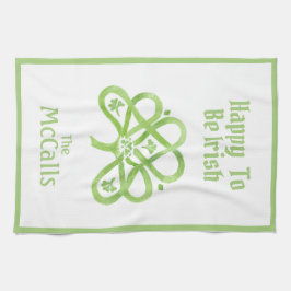 Celtic Green Watercolor Shamrock NAME Theedoek
