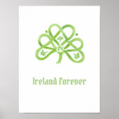 Celtic Green Waterverf Shamrock Poster (Voorkant)