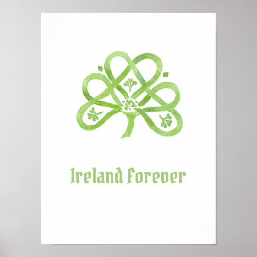 Celtic Green Waterverf Shamrock Poster (Voorkant)