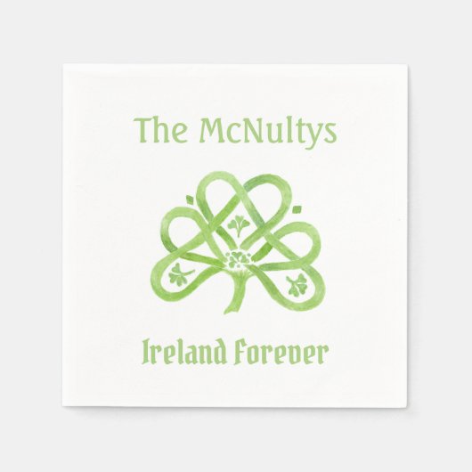 Celtic Green Waterverf Shamrock Servet (Voorkant)