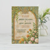 Celtic Green Wildflower Vintage bruiloft uitnodigi Kaart (Staand voorkant)