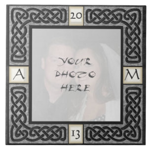 "Celtic Grey Stone" Monogram Foto Lijst Tile Tegeltje