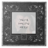 "Celtic Grey Stone" Monogram Foto Lijst Tile Tegeltje (Voorkant)