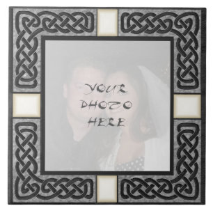 "Celtic Grey Stone" Monogram Foto Lijst Tile Tegeltje