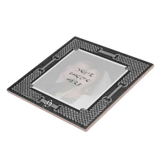 "Celtic Grey Stone" Monogram Foto Lijst Tile Tegeltje (Zijkant)