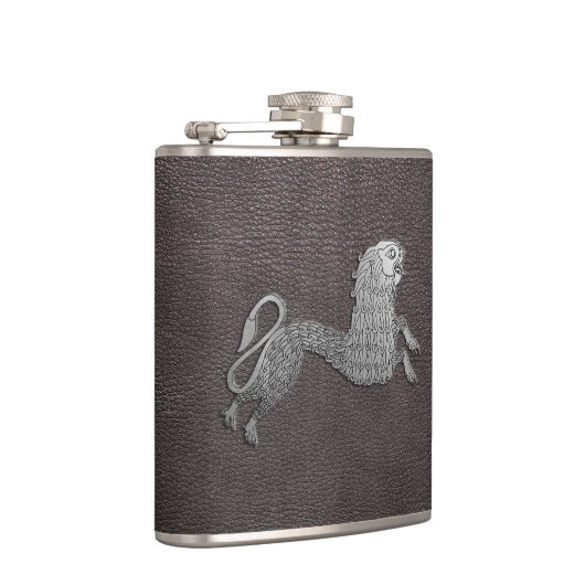 Celtic Griffin op donker leder Heupfles (Rechts)