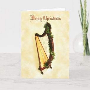 Celtic Harp kerstkaart Feestdagen Kaart