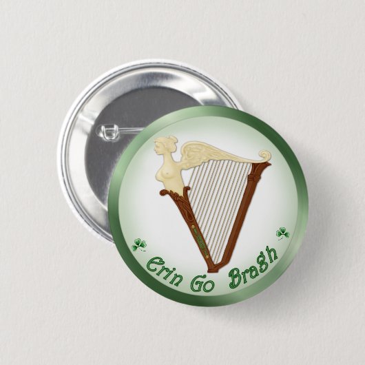 Celtic Harp Ronde Button 5,7 Cm (Voorkant /achterkant)