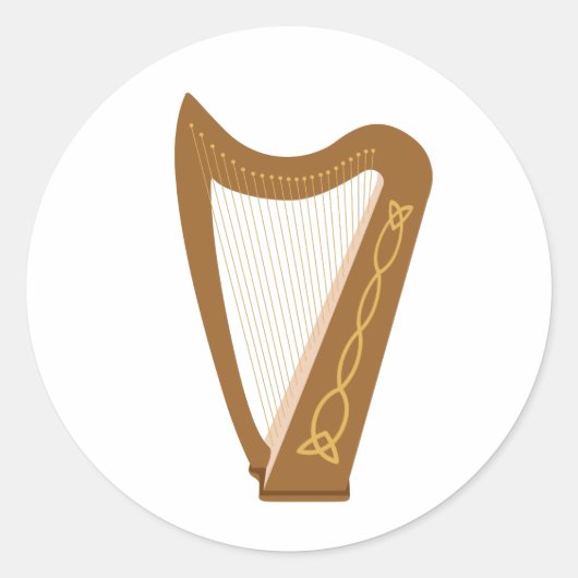 Celtic Harp Ronde Sticker (Voorkant)