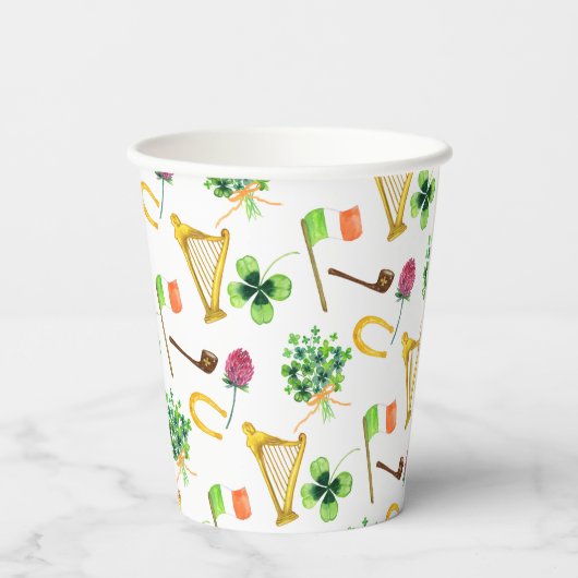Celtic Harp St. Patrick's Day Pattern Papieren Bekers (Achterkant)
