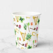 Celtic Harp St. Patrick's Day Pattern Papieren Bekers (Rechts)