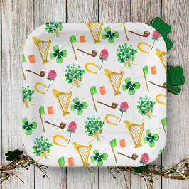 Celtic Harp St. Patrick's Day Pattern Papieren Bordje