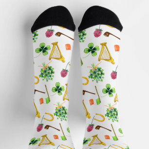 Celtic Harp St. Patrick's Day Pattern Sokken