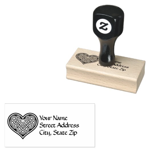 Celtic Heart Design Address Rubberstempel (Gestempeld)