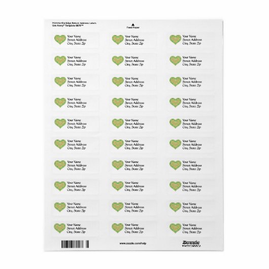 Celtic Heart Design Adresetiketten Etiket (Full Sheet)