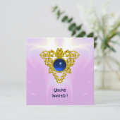 CELTIC HEART, helder blauw, roze violet goud Kaart (Staand voorkant)