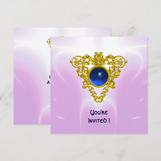 CELTIC HEART, helder blauw, roze violet goud Kaart (Voorkant / Achterkant)