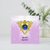 CELTIC HEART, helder blauw, roze violet goud Kaart (Staand voorkant)
