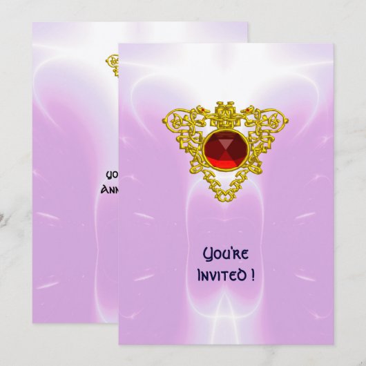 CELTIC HEART, helder rood, roze violet goud Kaart (Voorkant / Achterkant)