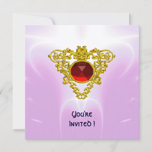 CELTIC HEART, helder rood, roze violet goud Kaart (Voorkant)