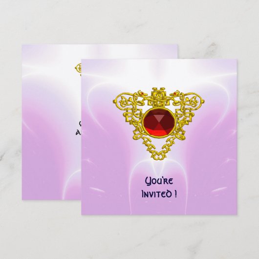 CELTIC HEART, helder rood, roze violet goud Kaart (Voorkant / Achterkant)