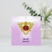 CELTIC HEART, helder rood, roze violet goud Kaart (Staand voorkant)
