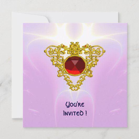 CELTIC HEART, helder rood, roze violet goud Kaart (Voorkant)