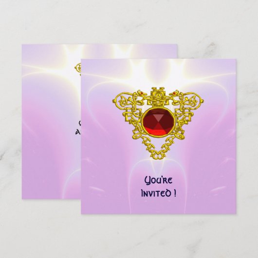 CELTIC HEART, helder rood, roze violet goud Kaart (Voorkant / Achterkant)