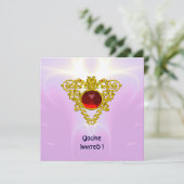 CELTIC HEART, helder rood, roze violet goud Kaart (Staand voorkant)