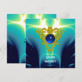 CELTIC HEART helderblauw, geel, goudmetaal Kaart (Voorkant / Achterkant)