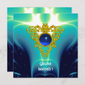 CELTIC HEART heldere blauwe, gele champagne Kaart (Voorkant / Achterkant)