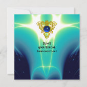 CELTIC HEART heldere blauwe, gele champagne Kaart (Achterkant)